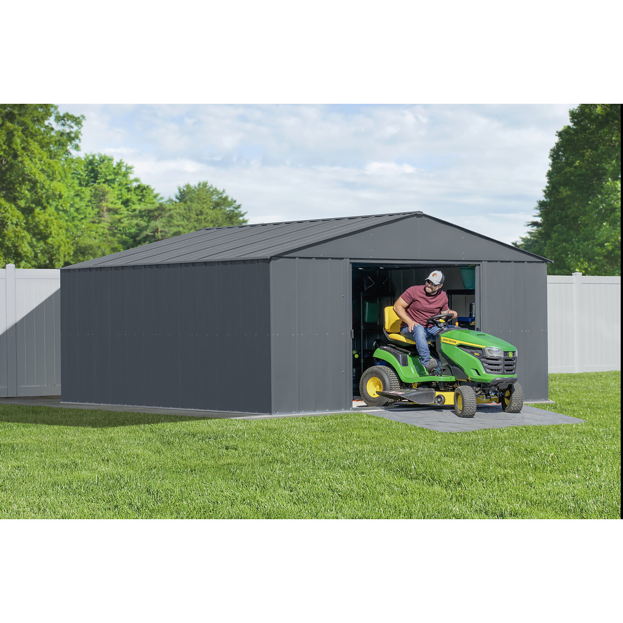 Arrow Storage Products, Classic Metal Shed, 14 x 14 Charcoal, Length 15 ft, Width 14 ft, Model# CLG1414CC